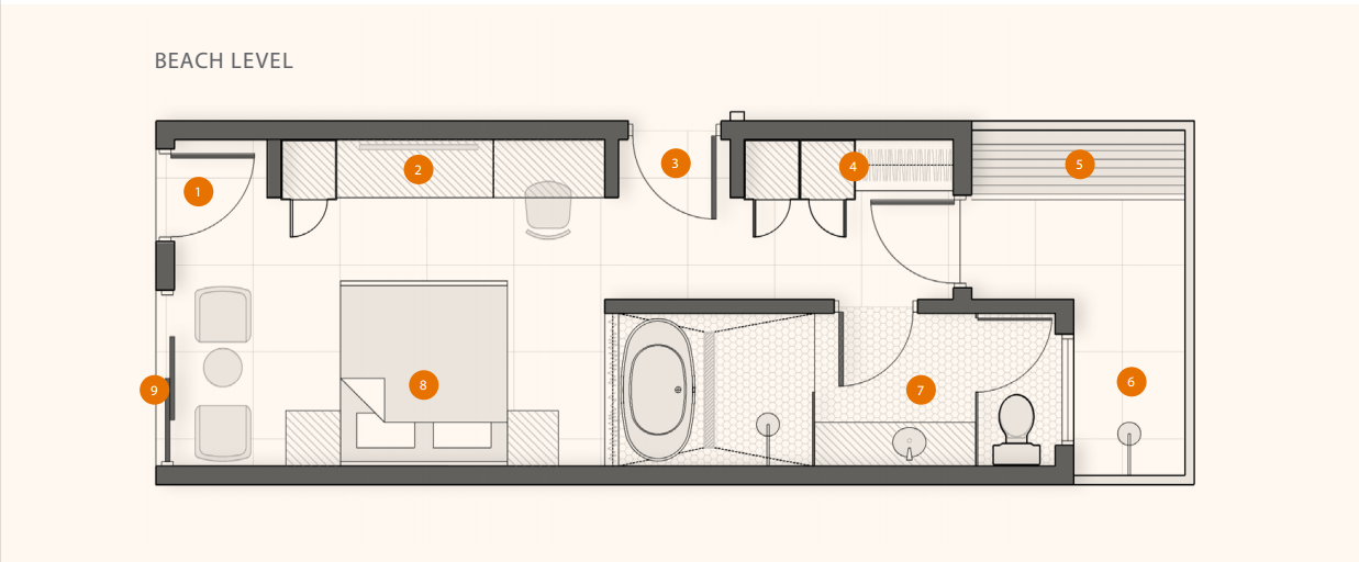 1-bedroom beachfront apartment - Floor Plan